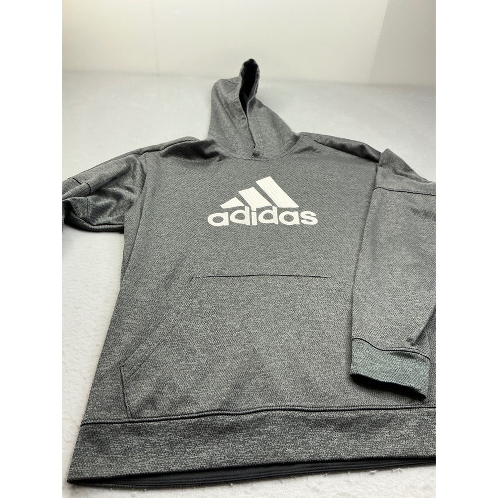 Adidas ClimaWarm Hoodie Pullover Gray Heather Logo Mens XL Athletic DU7916